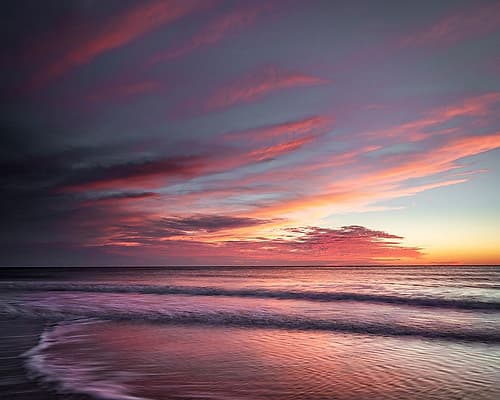 USA-New Jersey-Cape May National Seashore Sunset on ocean shore Coastal Print